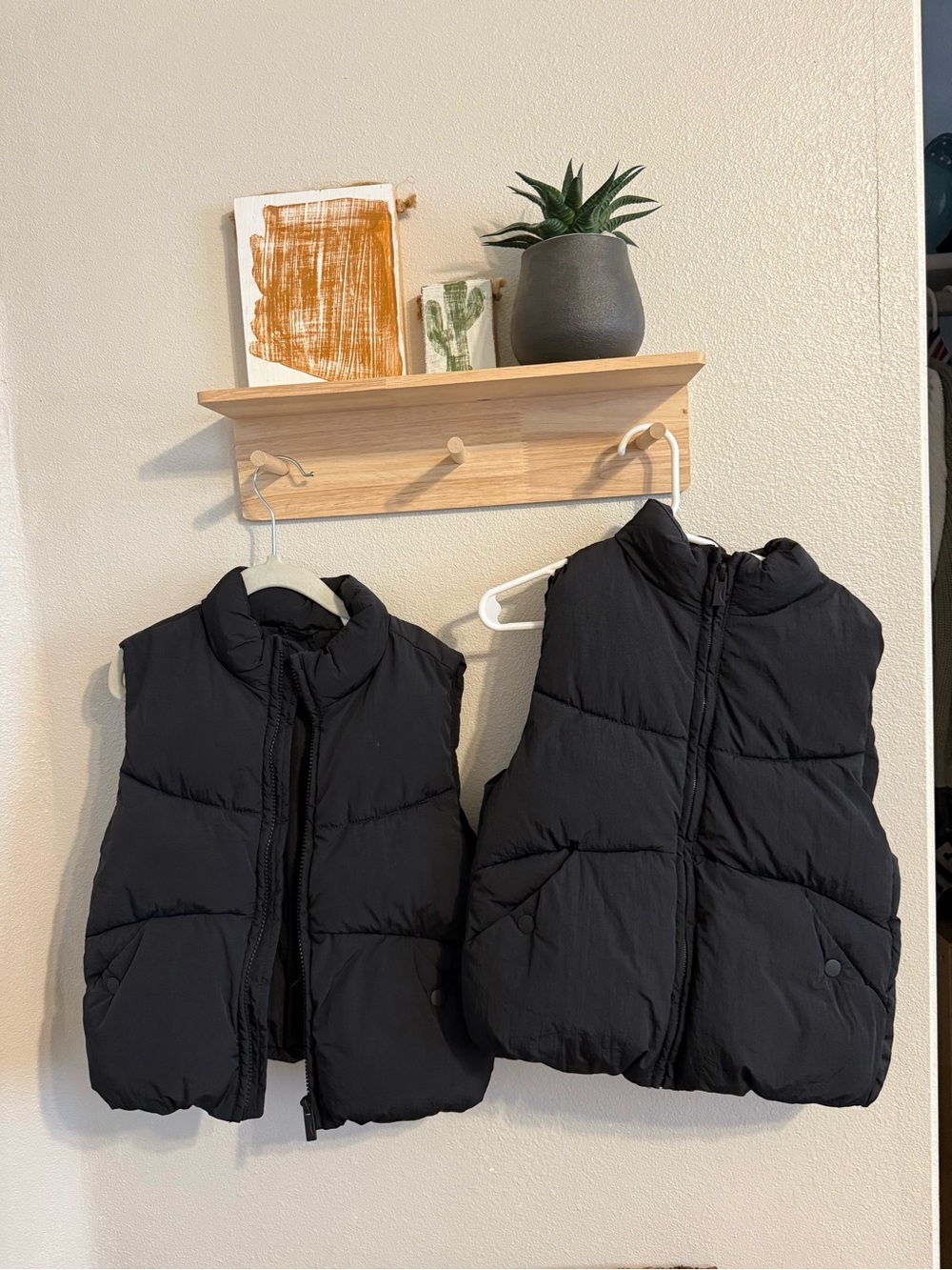 Zara Black Quilted Vest with Cream Collar Trim